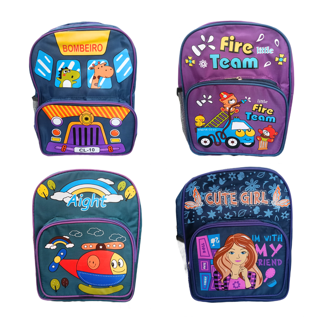 Cartoon Printed Bag for Kids {2 Compartment} Size=36*27*15 Cm {Random Color} - 20411