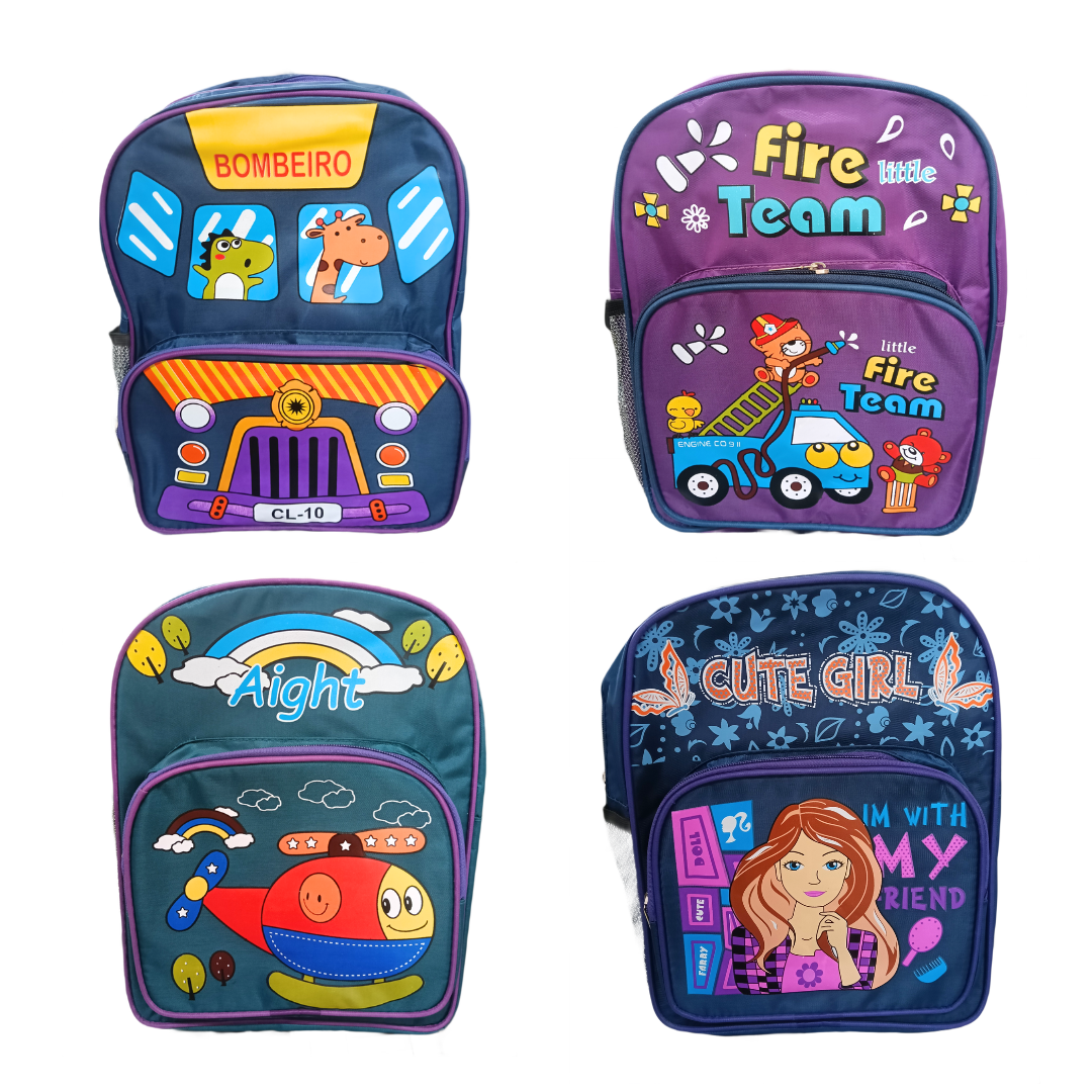 Cartoon Printed Bag for Kids {2 Compartment} Size=36*27*15 Cm {Random Color} - 20411