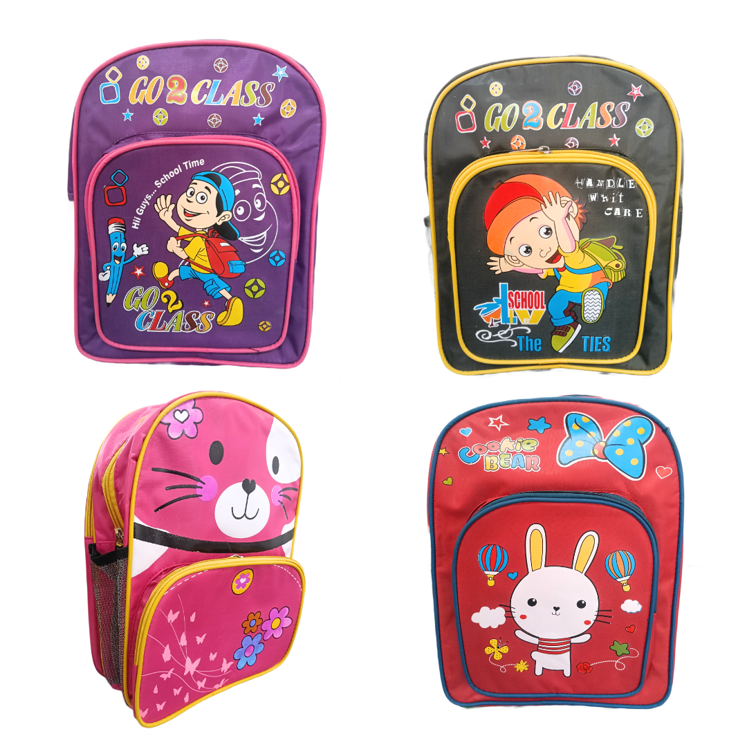 Cartoon Printed Bag for Kids {2 Compartment} Size=36*27*15 Cm {Random Color} - 20411