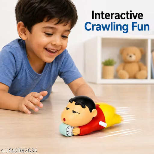Crayon Shin Chan Wind Up Crawling Toy Figure Red Clockwork Walking Cartoon Character Toy Mechanical Wind Up Action Figure No Battery Required Educational Fun Toy for Kids Boys Girls - 21232