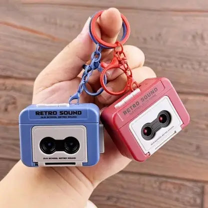 Retro Tape Recorder 3D Keychain with Sound | Mini Vintage Cassette Player Key Chain - 20026