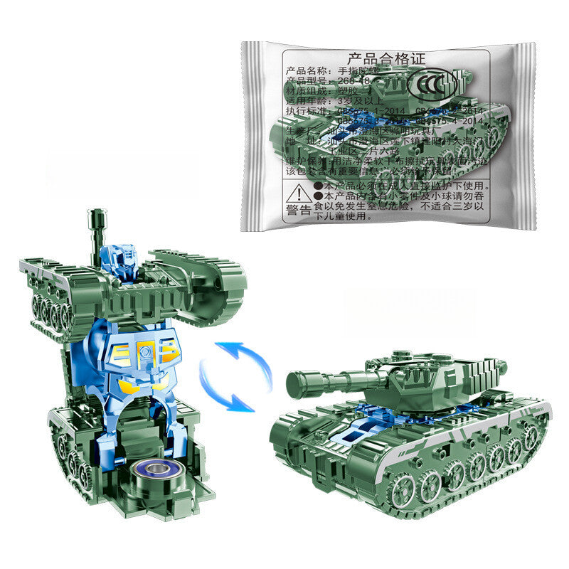 Juguete Giratorio Transformable Barato, Trompo Antiestres para Adultos y Ninos, 3 in 1, Juguetes Robot Tanque Deformable - 20822