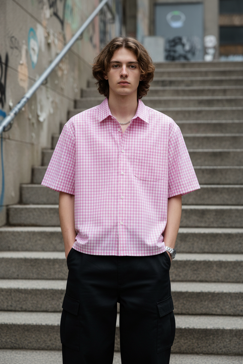 Shot 1 — Urban Staircase, Black Cargo Pants
