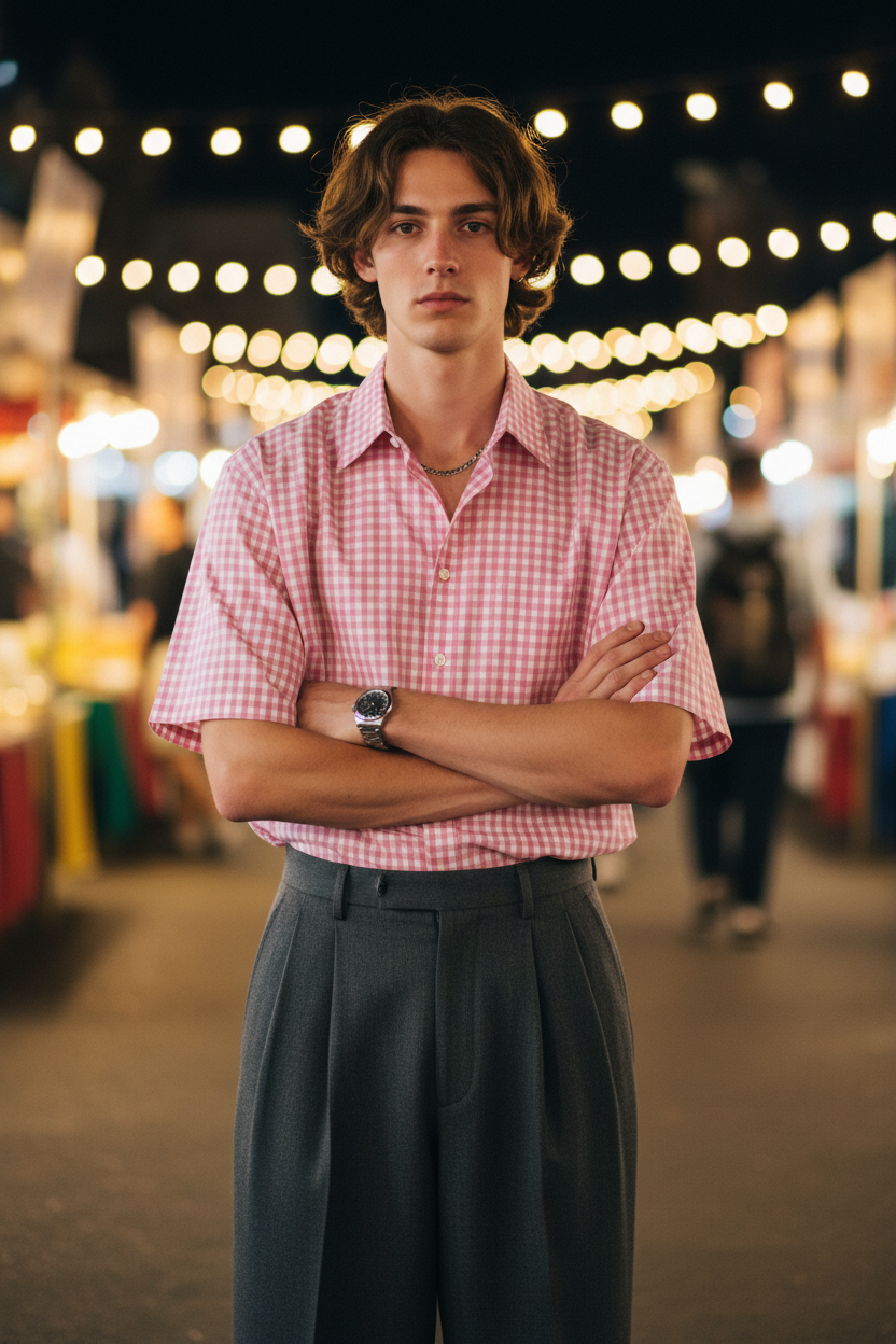 Shot 2 — Night Market, Charcoal Grey Pleated Trousers