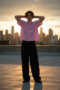 Shot 5 — Rooftop Sunset, Black Linen Pants