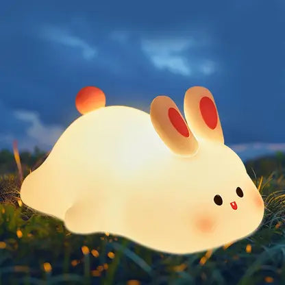 Silicone Cute Bunny Night Light for Kids, LED Squishy Novelty Animal Night Lamp Touch Sensor - 2313