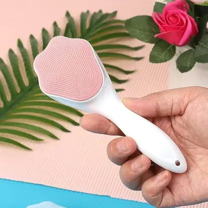 Silicone Face Scrubber Exfoliating Brush, Manual Handheld Facial Cleansing Brush - 10797