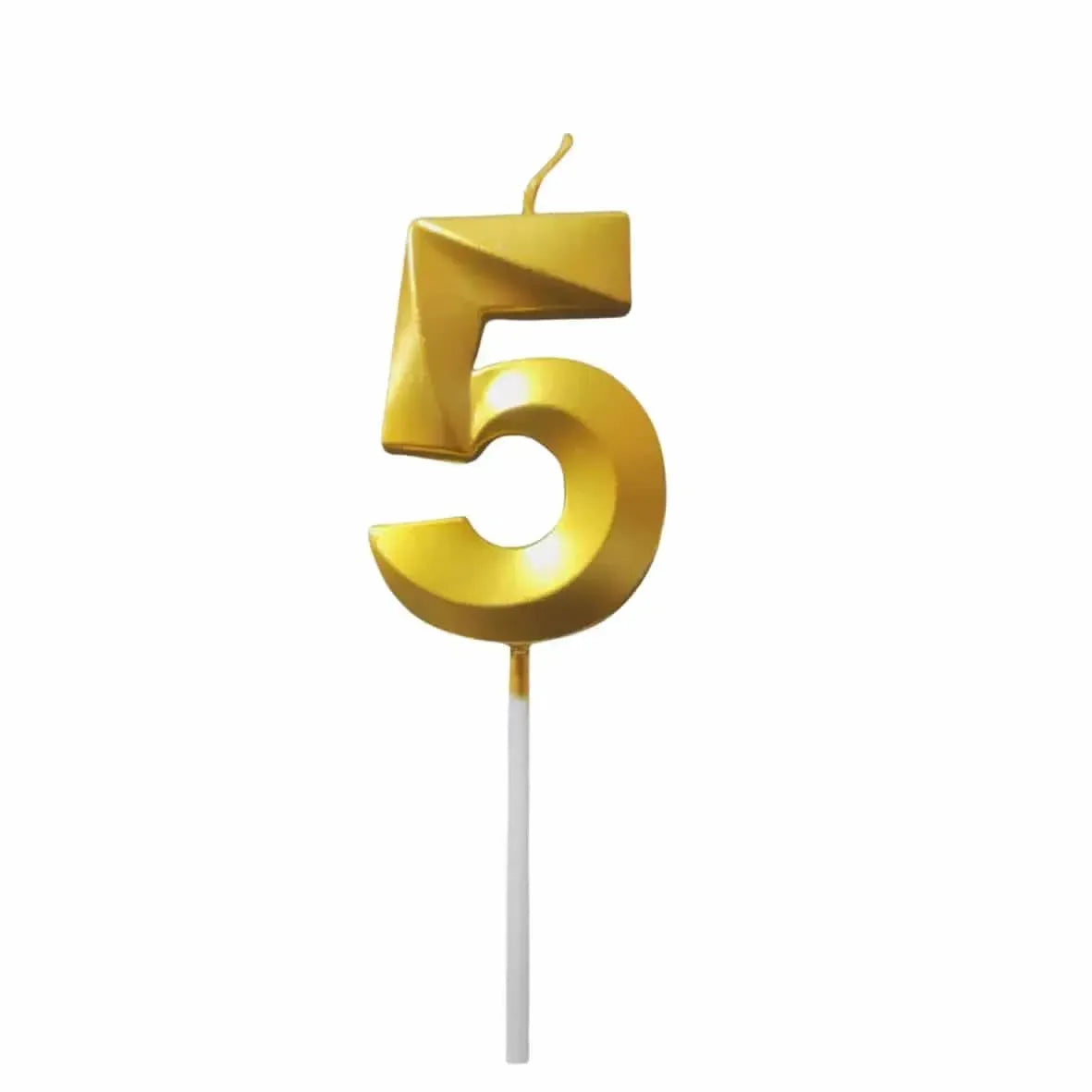 {Pack of 12} 5 Five Golden Number Candle cake topper - 21150