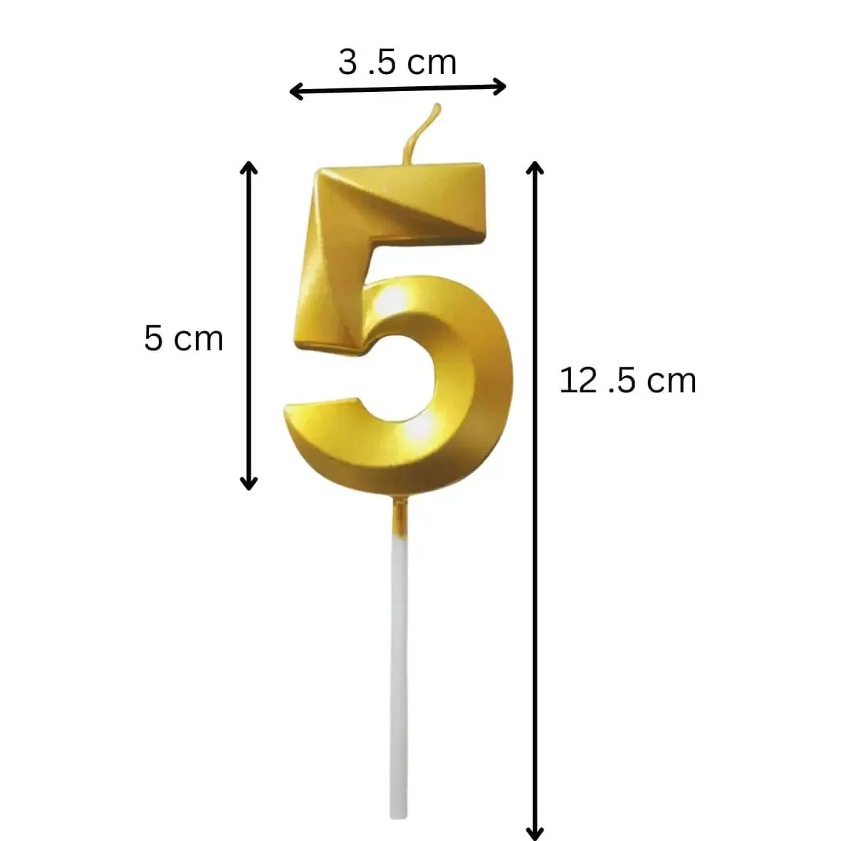 {Pack of 12} 5 Five Golden Number Candle cake topper - 21150