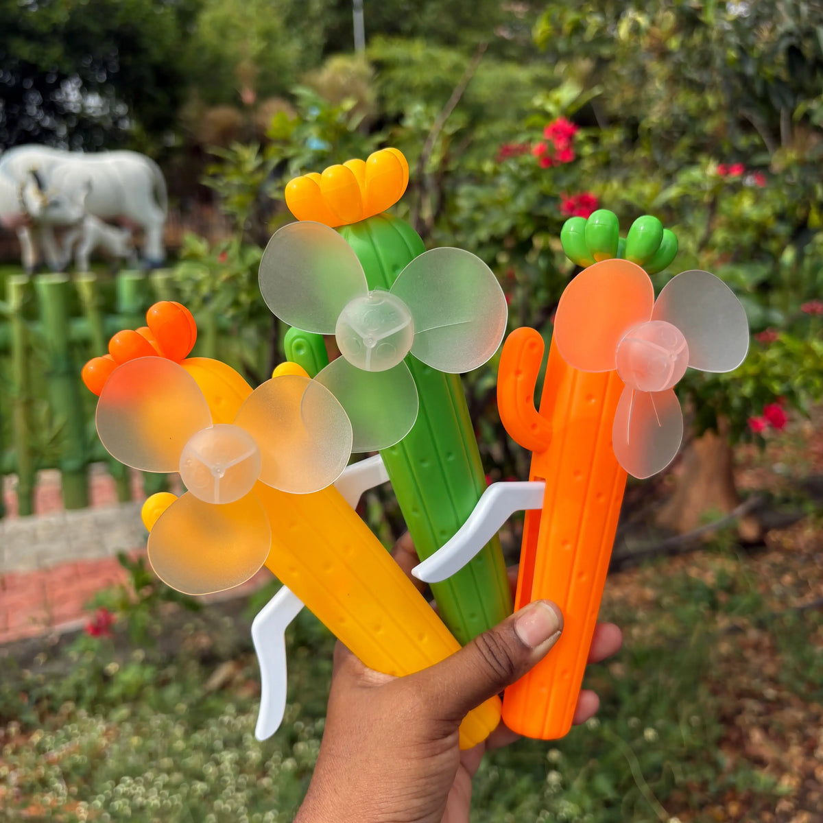 Cactus Hand Fan for Kids & Adults, Cute Burger & Fries Hand Press Fan, Portable, Lightweight Summer Toy for Trave - 21140