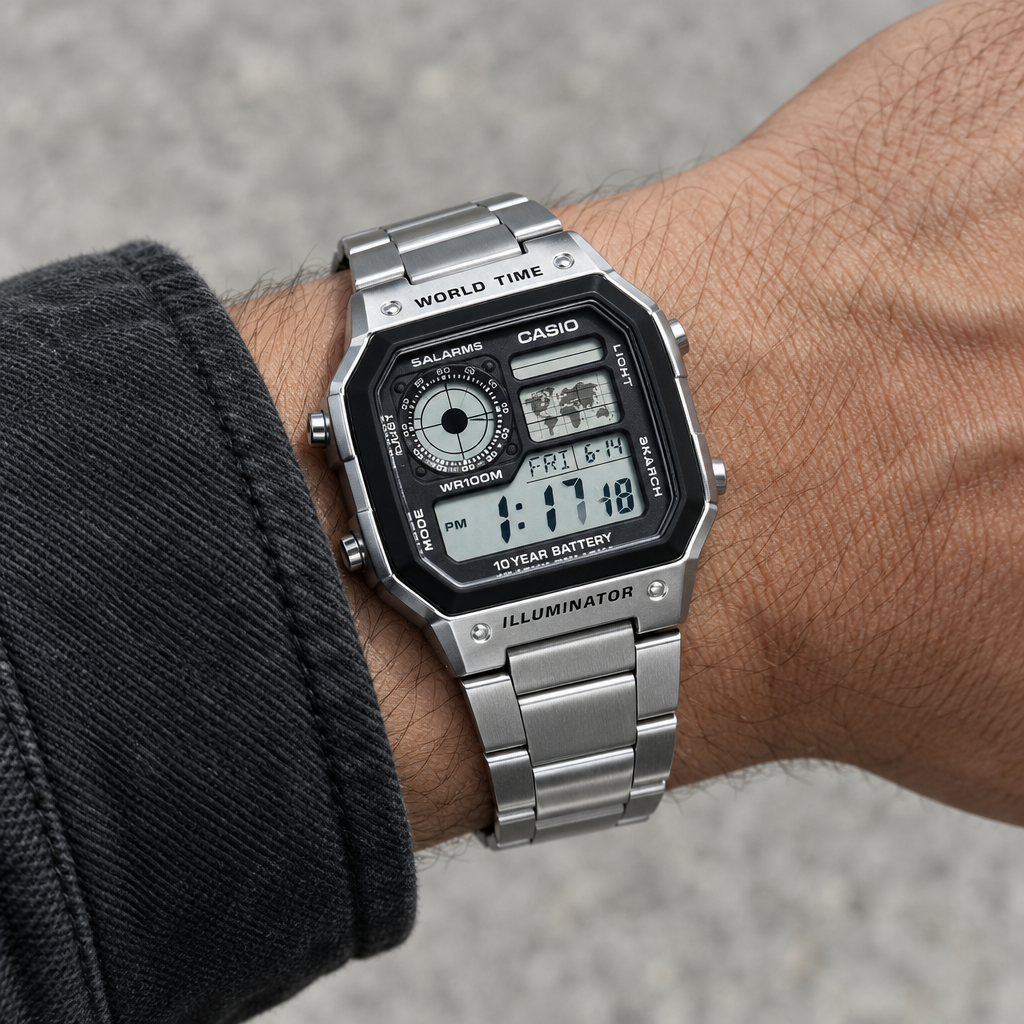 Watch worn on a wrist