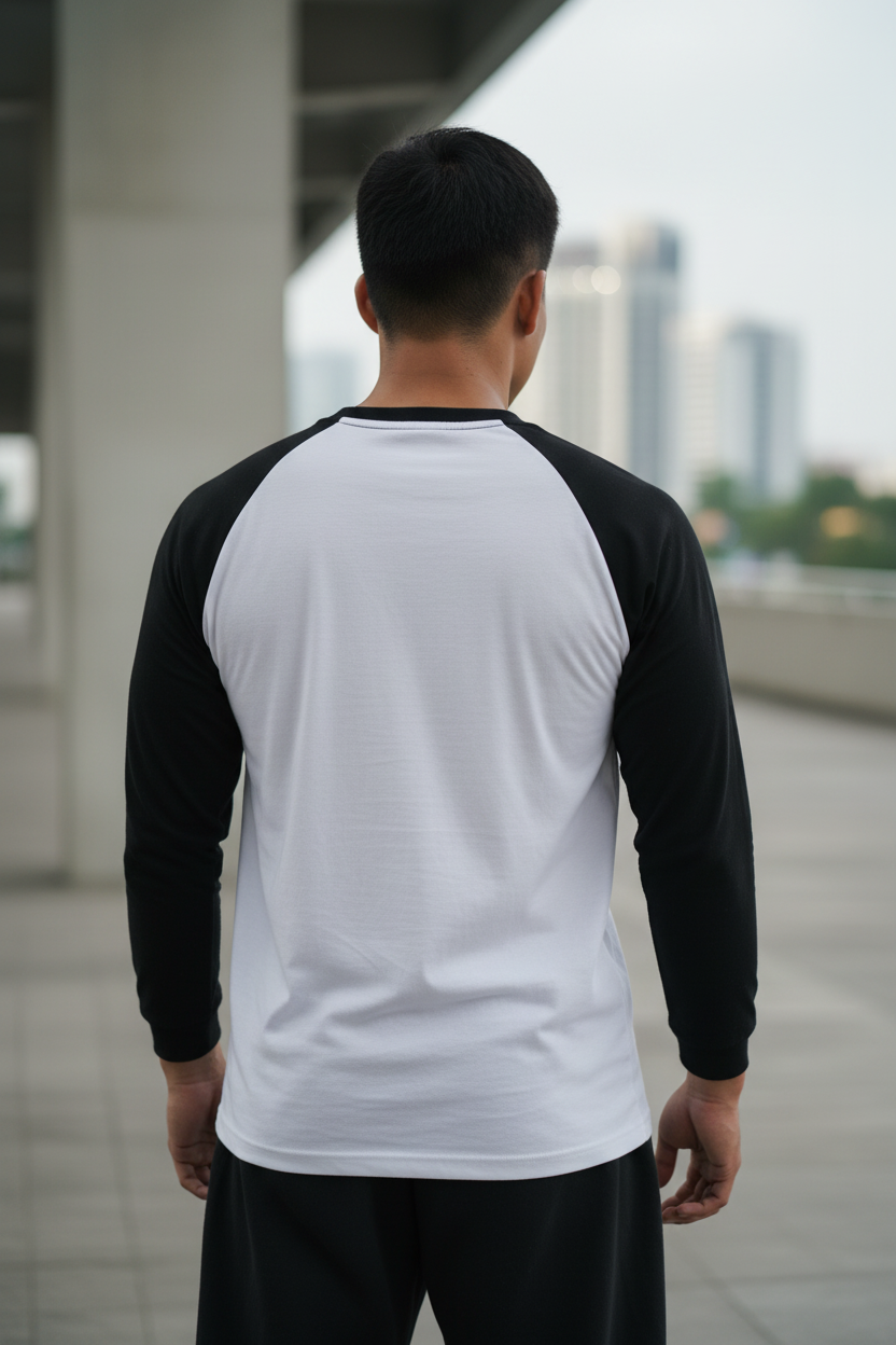White Black Raglan Back