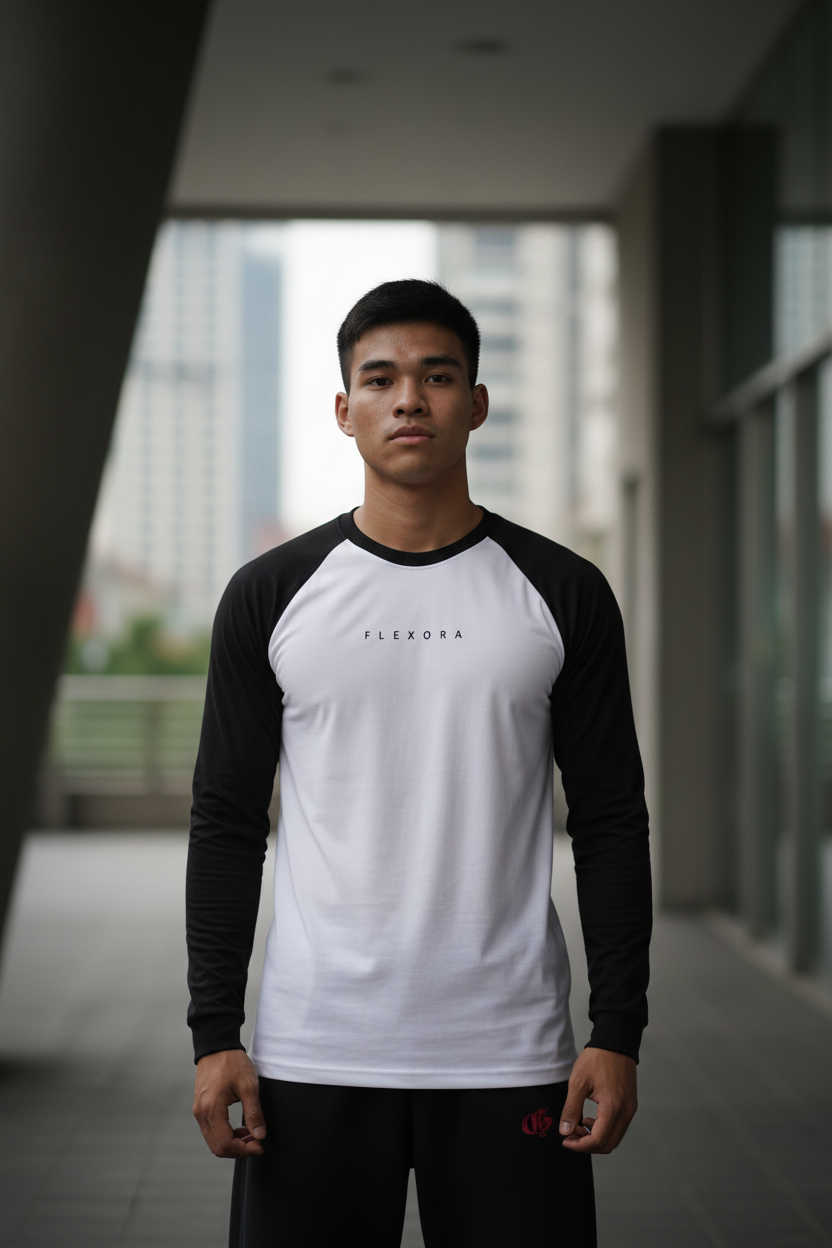 White Black Raglan Front