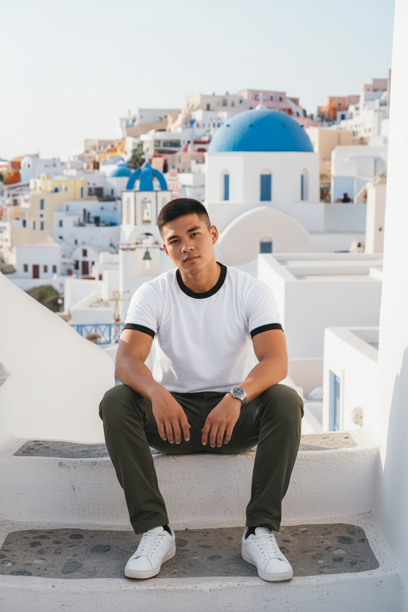 White Black Ringer – Santorini