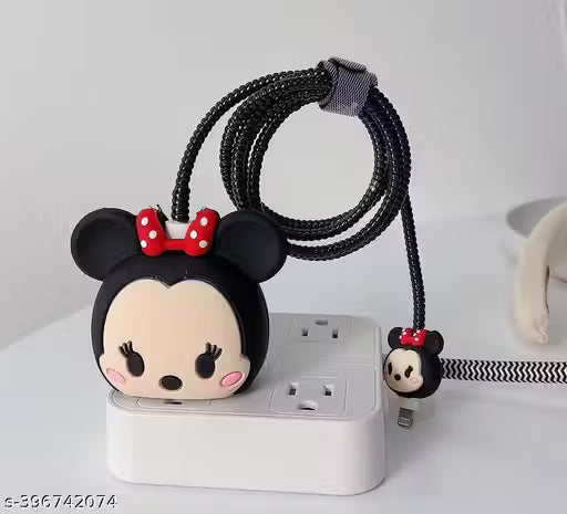 Cute Cartoon  Data Cable Case for 18-20W iPhone USB-C Power Adapter Charger, Cartoon 3D Design Protective Case {Random Design} - 20678