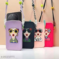 Cute Cartoon Girl Design Mobile Phone Sling Pouch (Multicolour) - 21033